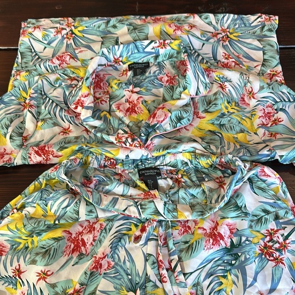 Cynthia Rowley Tropical Floral Pajama Set - Pink, Green, Yellow - Picture 16 of 16